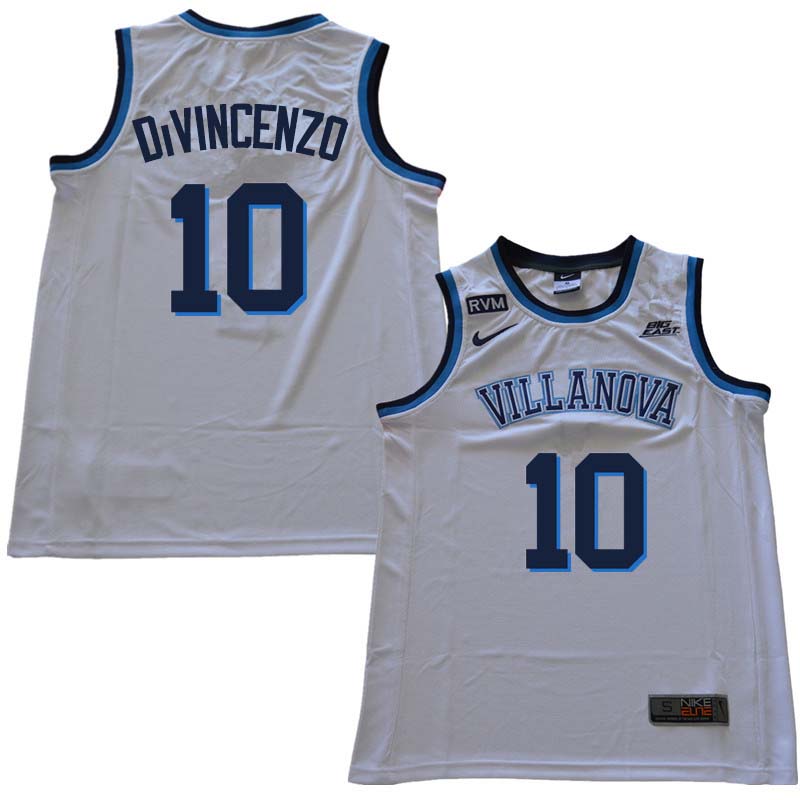 2018 Men #10 Donte DiVincenzo Willanova Wildcats College Basketball Jerseys Sale-White